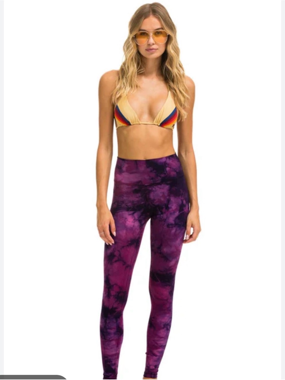 Aviator Nation High Waist Purple Tie-Dye Leggings Size XS